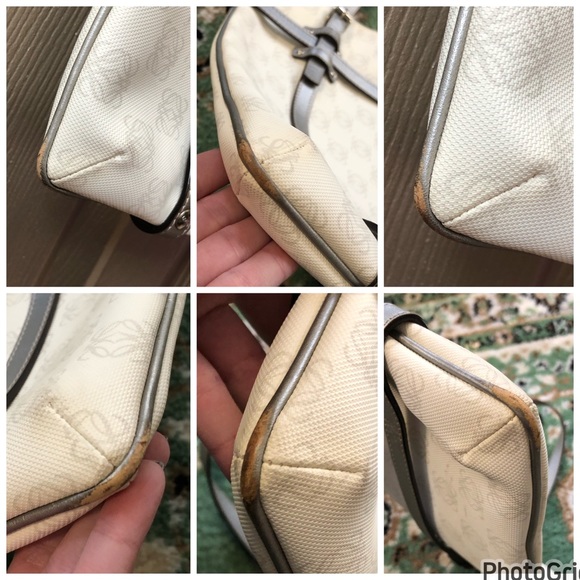 Loewe AUTHENTIC 2007 Anagram White Metallic Silver PVC Shopping Tote Bag - Picture 11 of 16